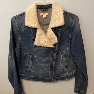 Fuzzy jean jacket